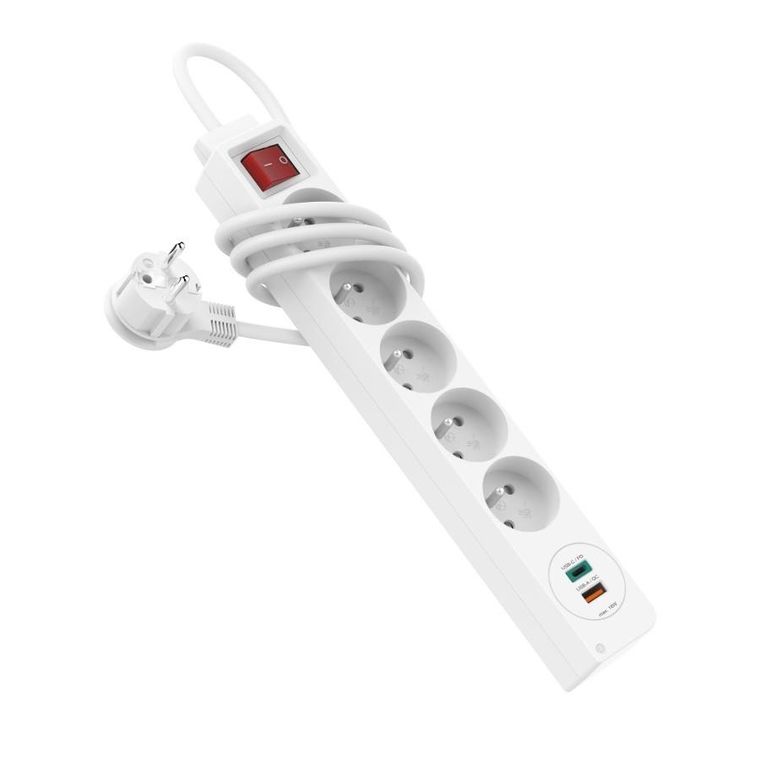 Hama, listwa zasilająca, 5 gniazdek + 2xUSB C/A