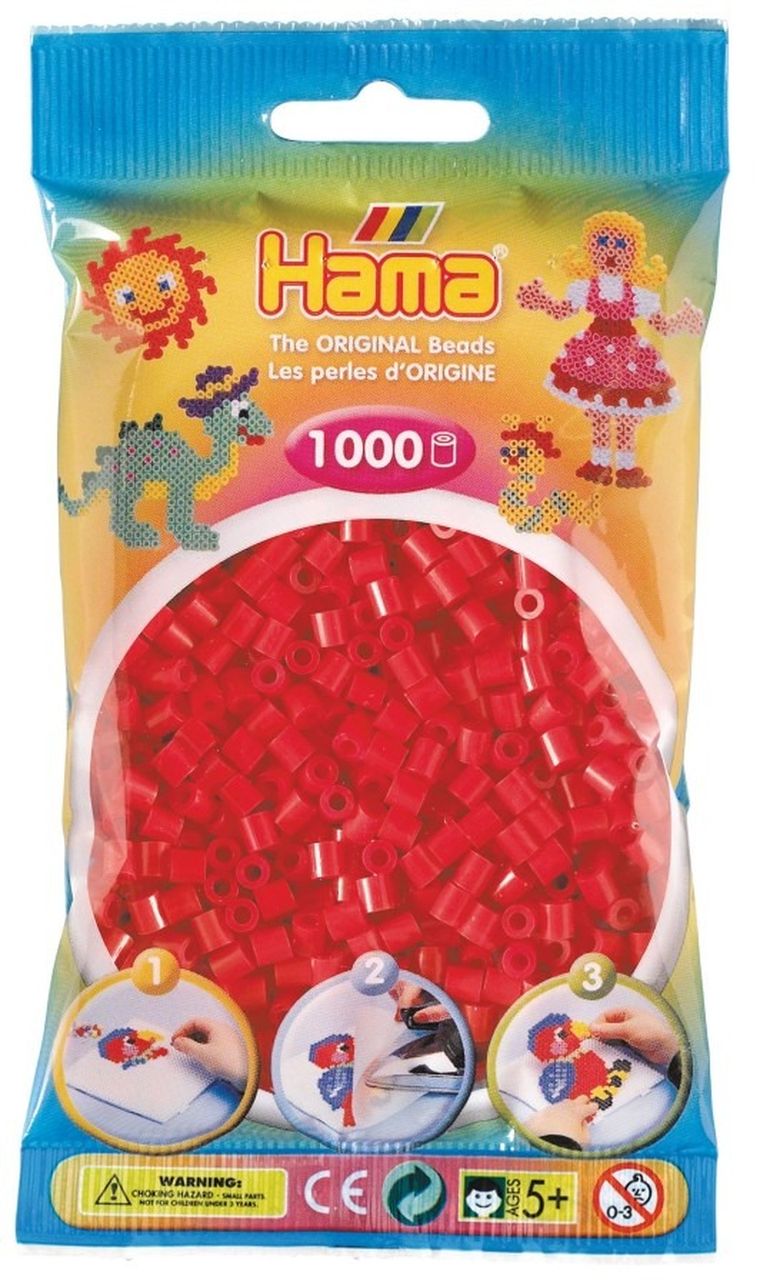 Hama, midi koraliki do prasowania, czerwony, 1000 szt.