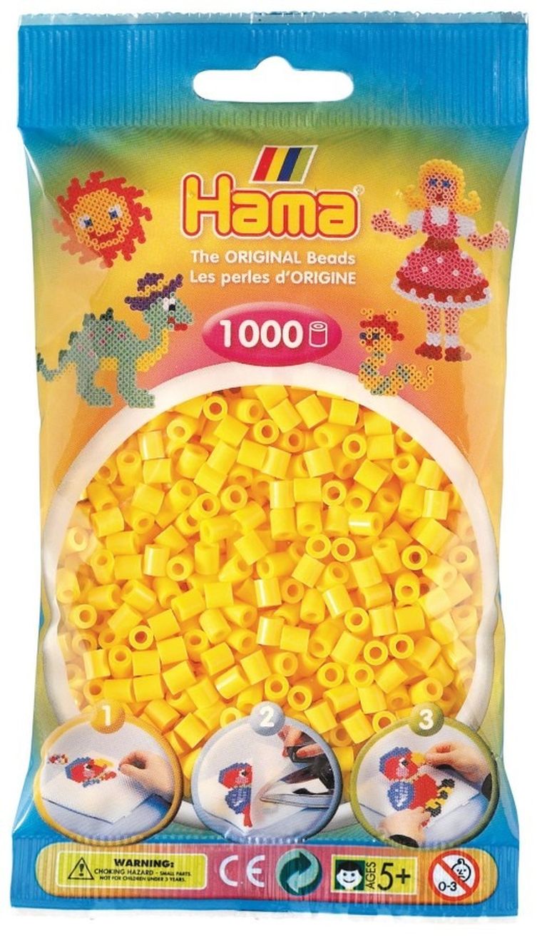 Hama, midi koraliki do prasowania, żółty 1000 szt.