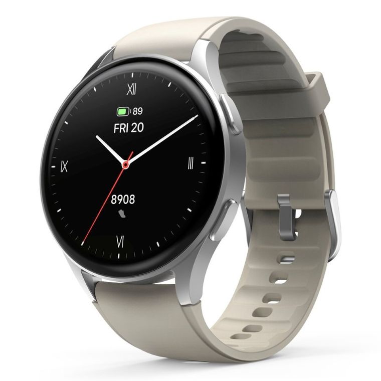 Hama, Smartwatch 8900, GPS, Amoled 1.3, szara koperta, srebrna ramka, pasek silikonowy