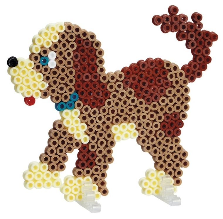 Hama, zestaw: koraliki do prasowania + plansza, psy i kot