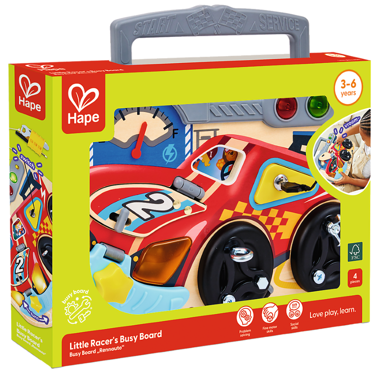 Hape, drewniana tablica manipulacyjna, mały kierowca, interaktywna