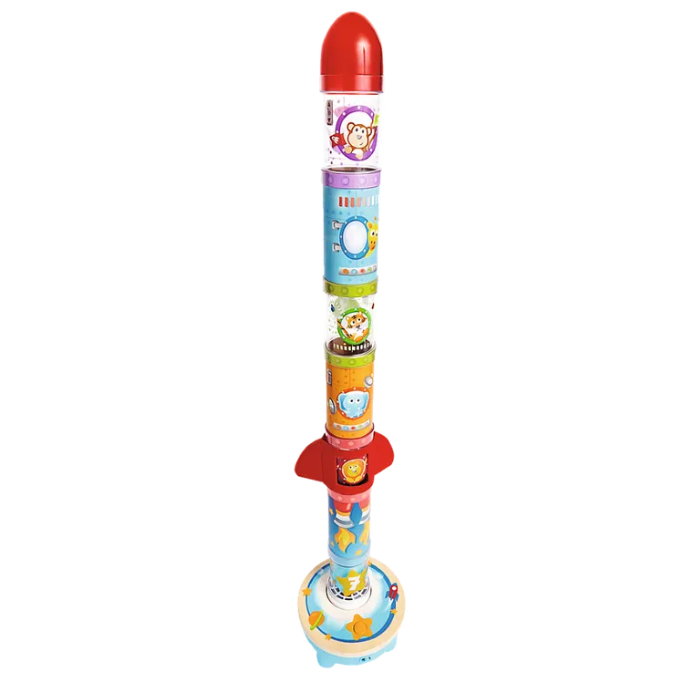 Hape, Rakieta, wieża, układanka z piłeczkami, interkatywna, 12 elementów