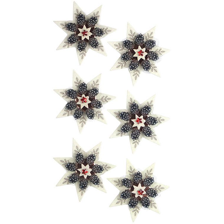 Hasta, Dekoracje Samoprzylepne 3d Świąteczne Gwiazdy 6szt. Titanum Craft-fun Series
