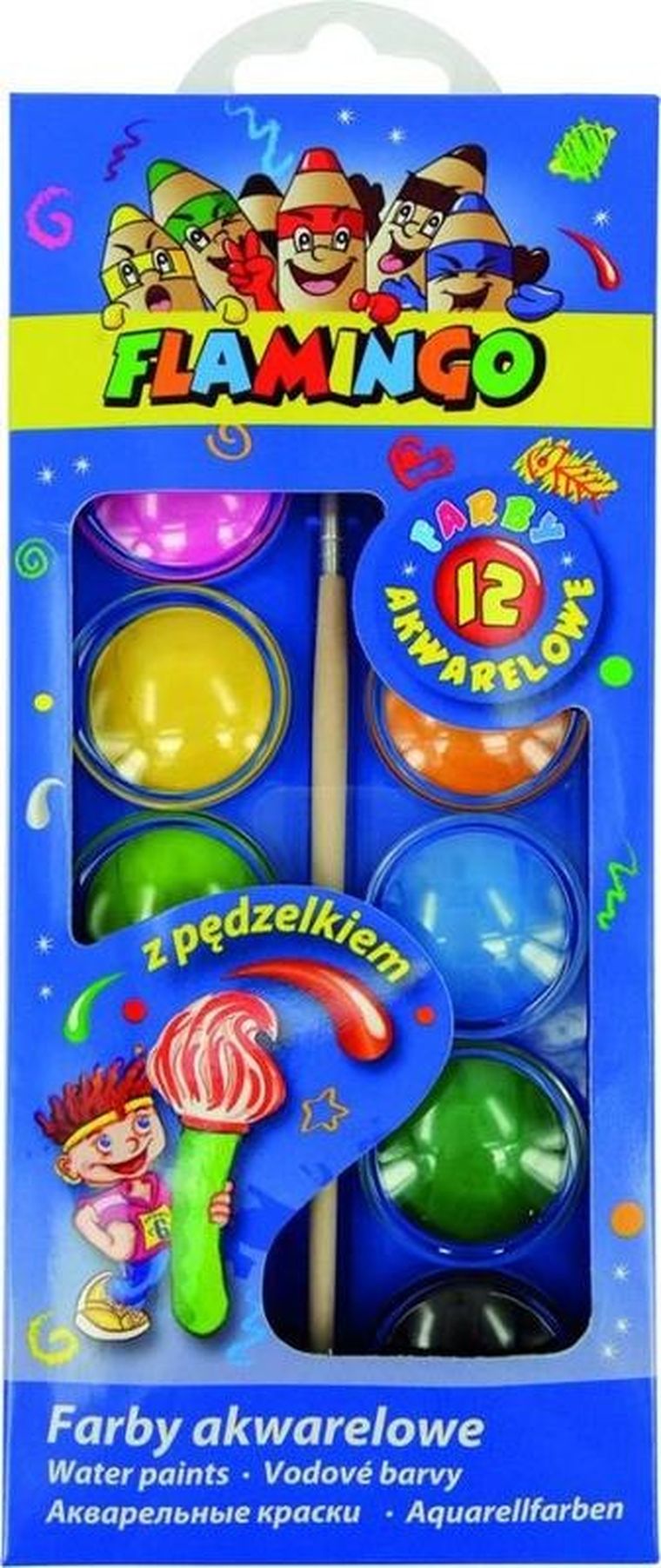 Hasta, farby akwarelowe, flamingo, 12 kolorów