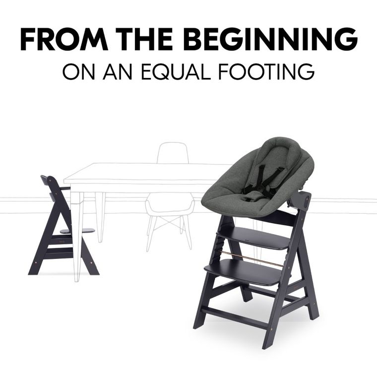 Hauck, Alpha+, zestaw: krzesełko z leżaczkiem, Dark Grey