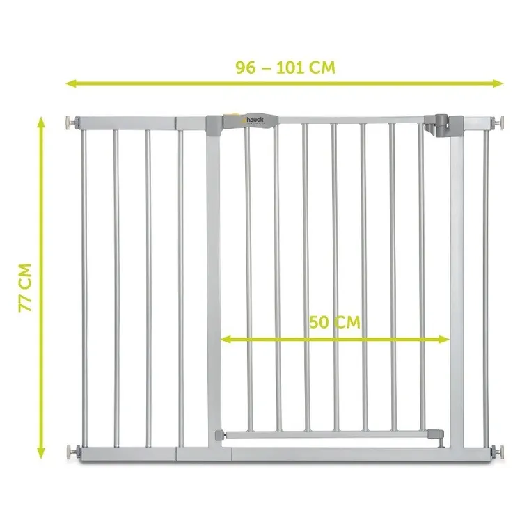 Hauck, Stop N Safe 2, bramka zabezpieczająca, 21 cm rozszerzenie, srebrna