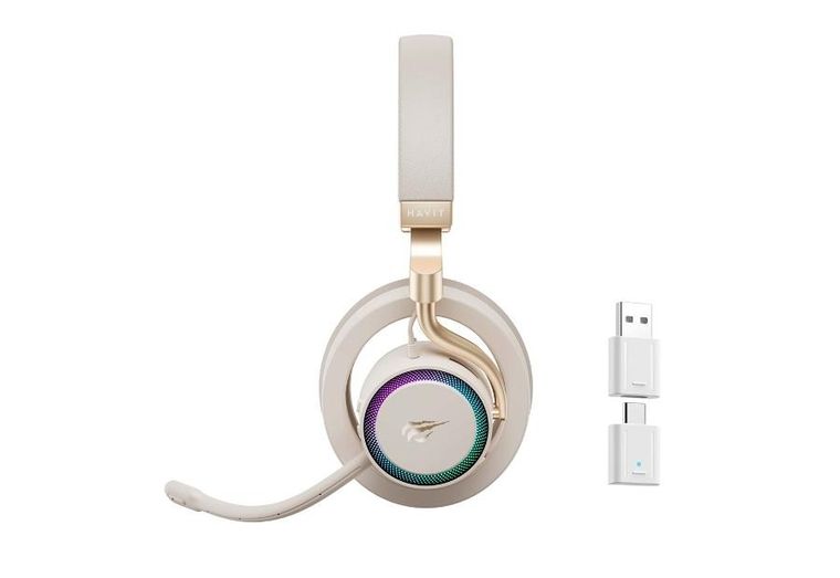 Havit, Fuxi-H8, otwarte słuchawki gamingowe, bezprzewodowe, złote