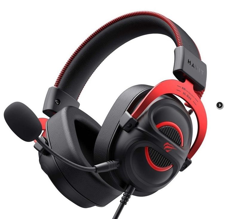 Havit, H2002E Pro, słuchawki gamingowe, czarny/czerwony
