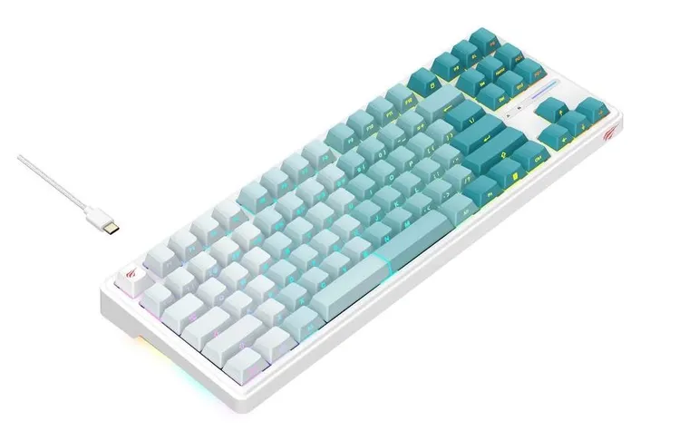 Havit, klawiatura gamingowa, biało-zielona, KB901L