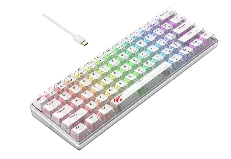 Havit, klawiatura gamingowa, biel transparentna, KB903L