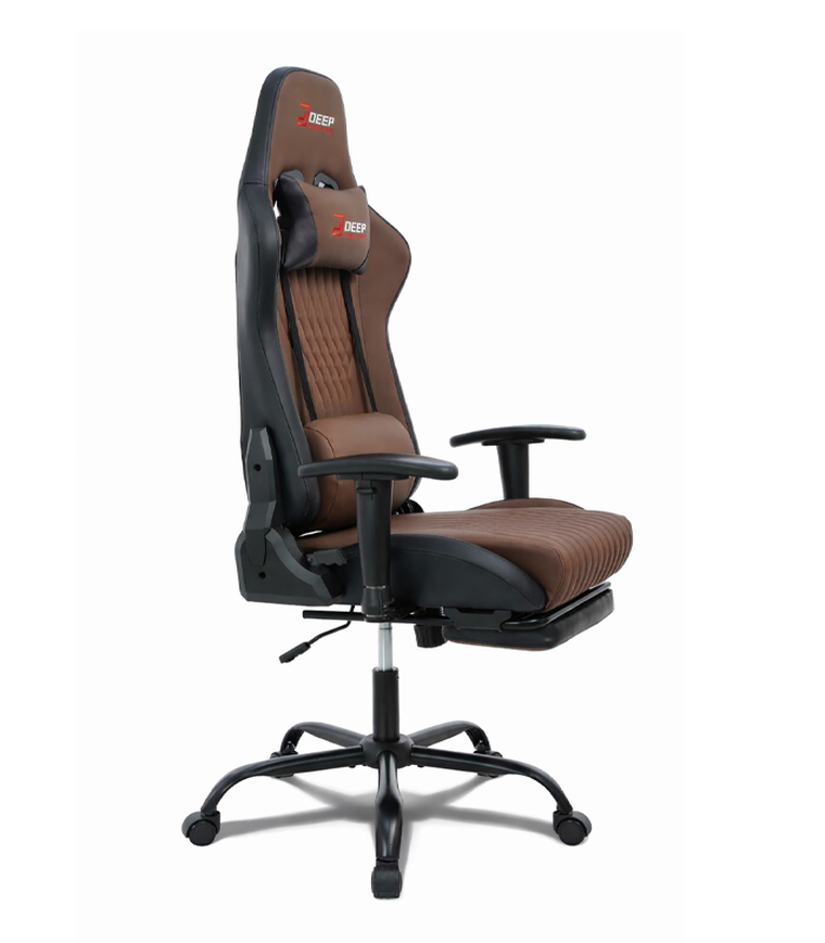 Hedo, fotel gamingowy z podnóżkiem, brązowy