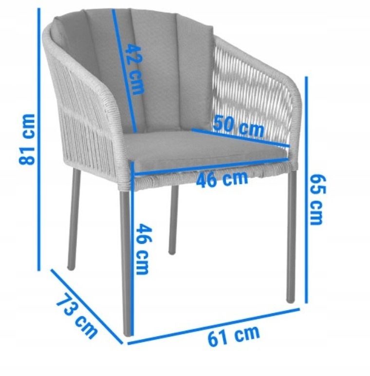 Hedo, krzesło ogrodowe z poduszką, szare