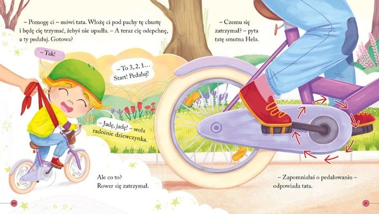 Hela sama jeździ na rowerze