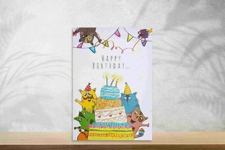 Henry, karnet A5, tort z kotami