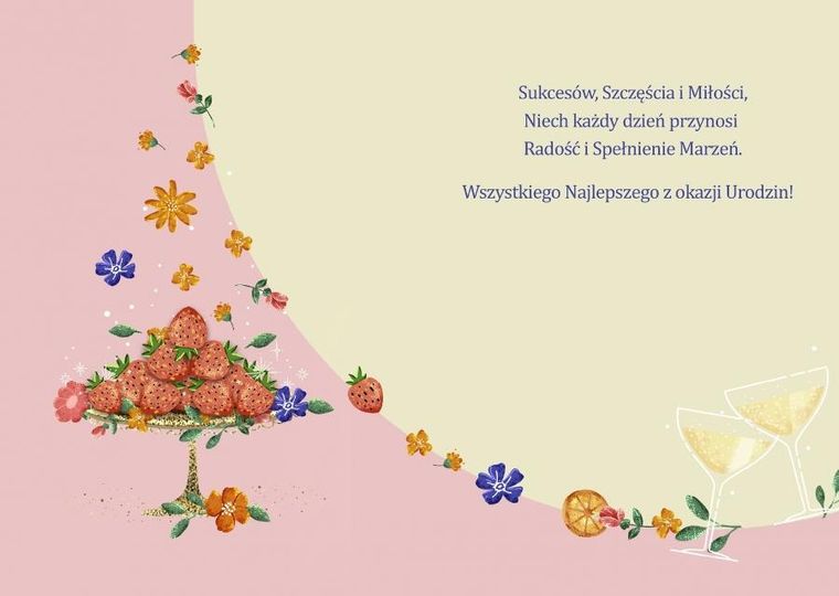 Henry, karnet A5 z kopertą, złocony, urodziny 50, patera z truskawkami