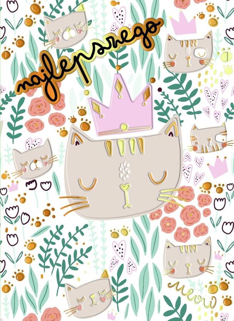 Henry, karnet z kopertą B6, Koty Pattern