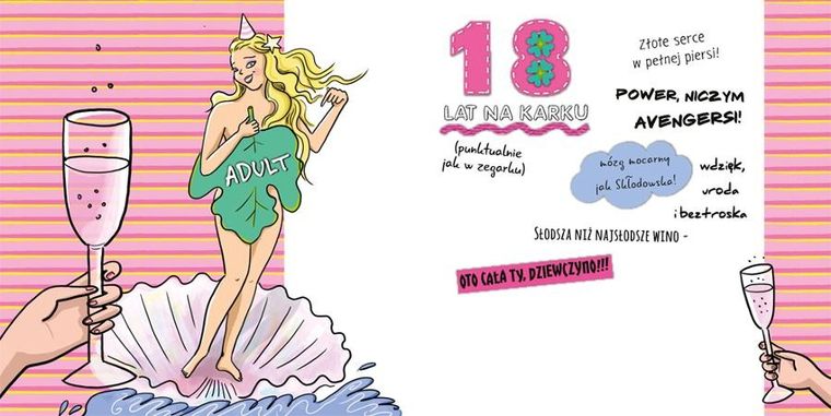 Henry, karnet z kopertą, urodziny 18, 15-15 cm, superwomen