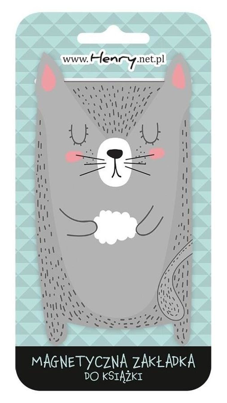 Henry, zakładka magnetyczna do książki, szary kot