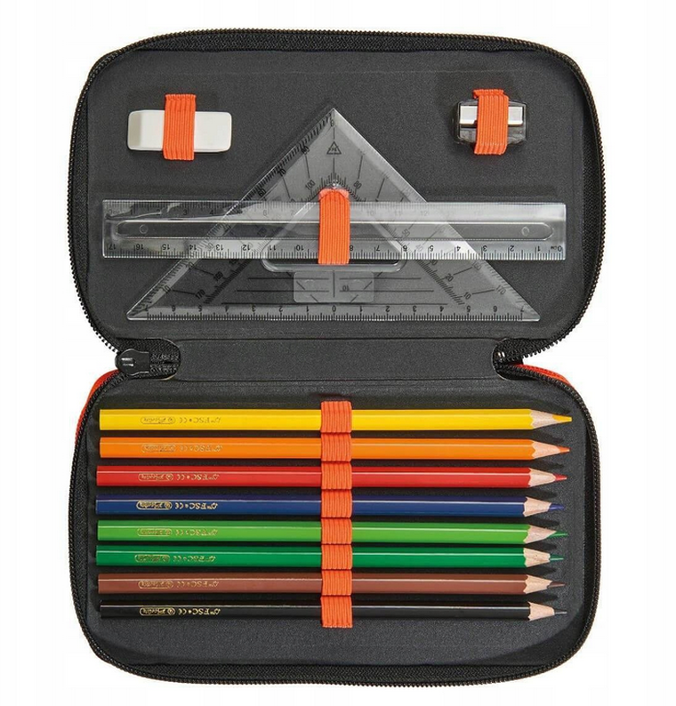 Herlitz, piórnik 3- komorowy z wyposażeniem, Green Goal