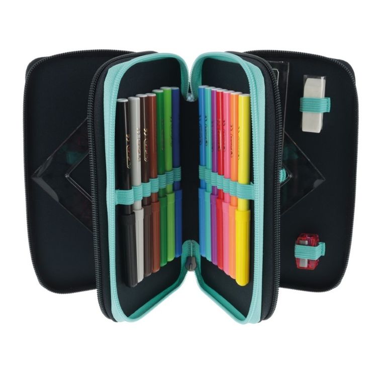 Herlitz, piórnik 3-komorowy, z wyposażeniem, Happy Lions