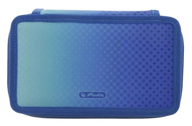 Herlitz, piórnik rozkładany, potrójny, z wyposażeniem, niebiesko-turkusowy