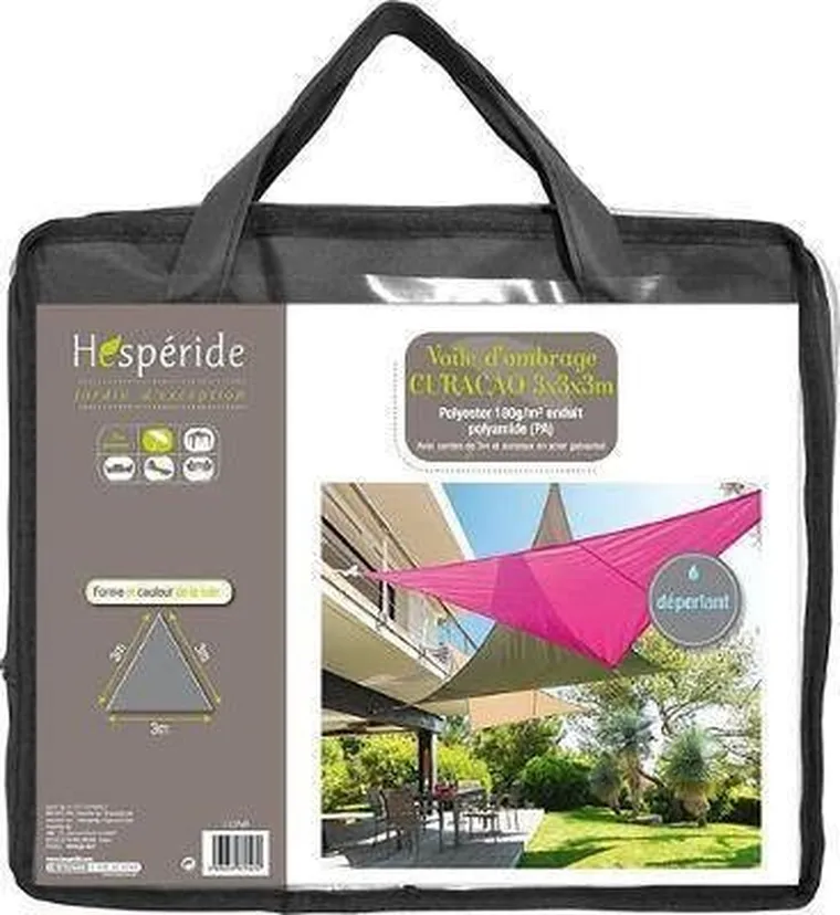 Hesperide, żagiel przeciwsłoneczny trójkątny, Curacao, 3-3-3 m, poliester, szary