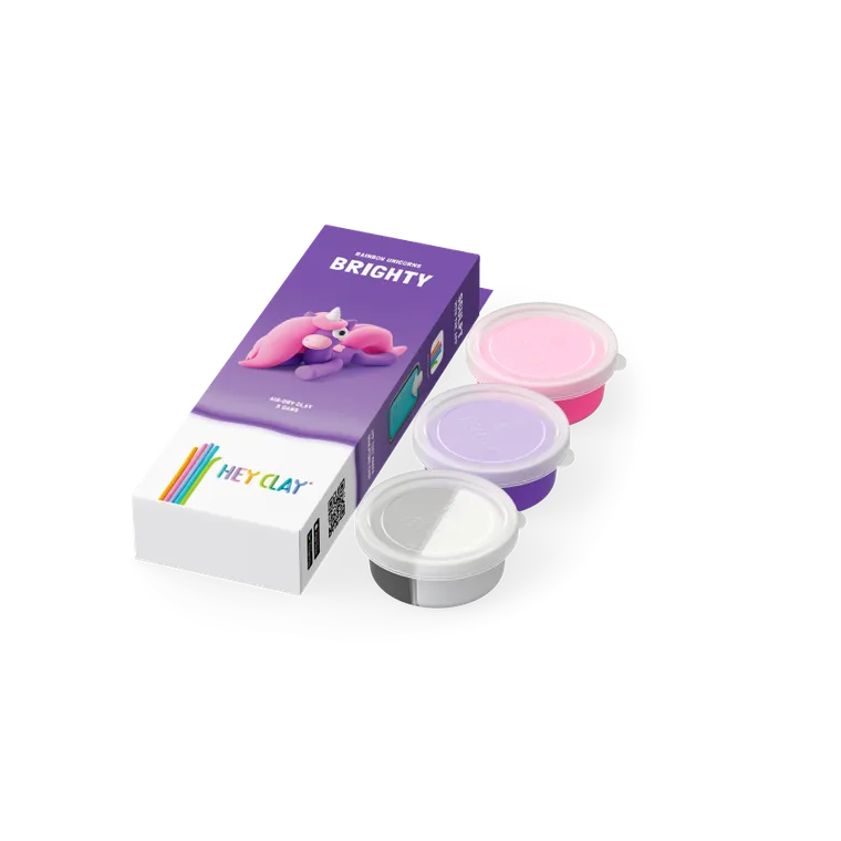 Hey Clay, Jednorożce, Brighty, masa plastyczna, 3 szt.