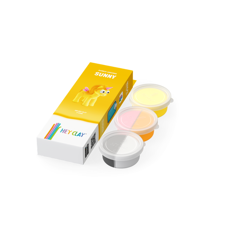 Hey Clay, Jednorożce, Sunny, masa plastyczna, 3 szt.