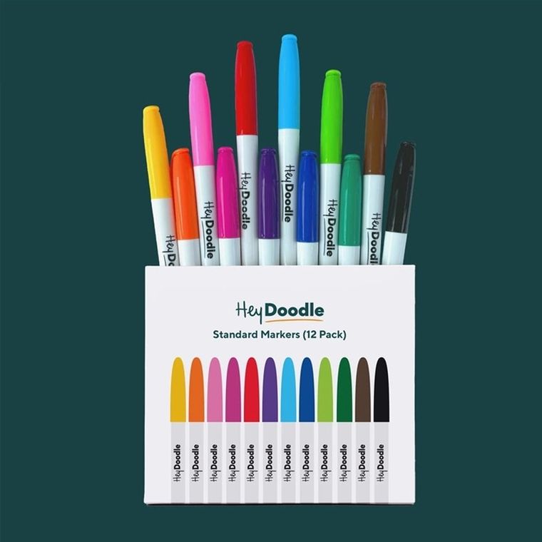 Hey Doodle, flamastry do silikonowej maty, 12 kolorów