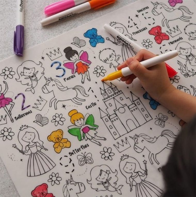 Hey Doodle, mata silikonowa do kolorowania A3, cyferki, królestwo