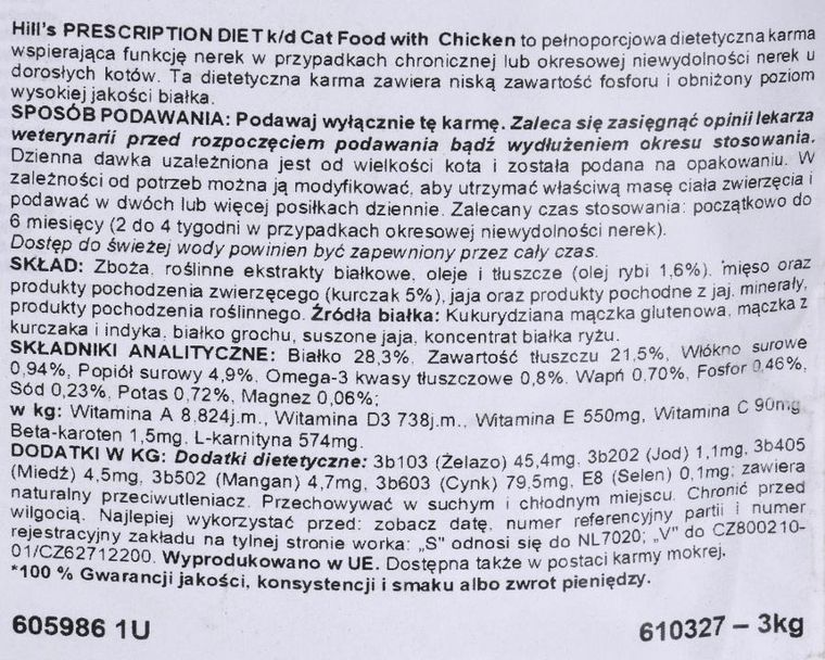 Hill's, Feline, Kidney Care, k/d, sucha karma dla kota, 3 kg