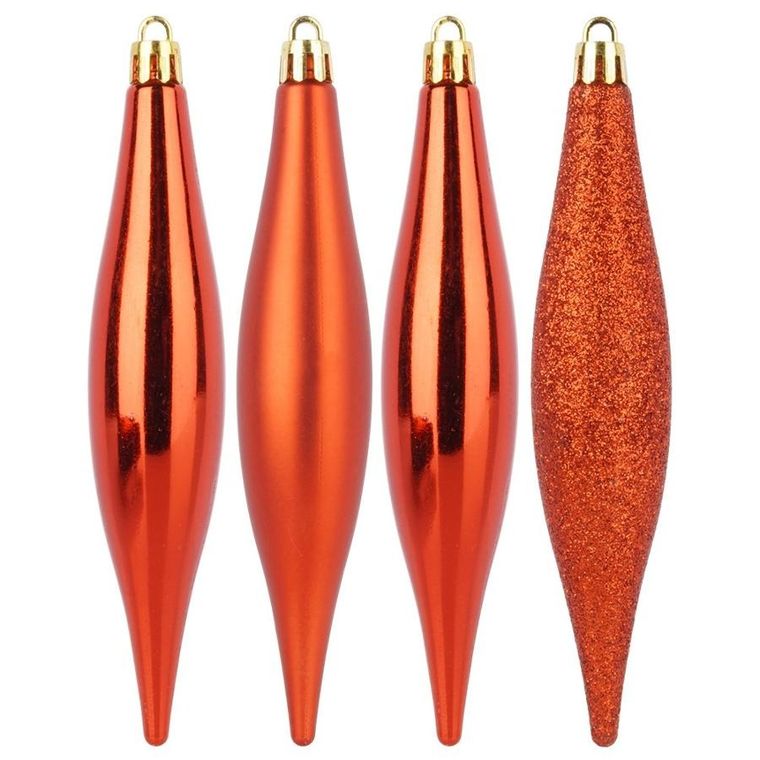 Home Styling Collection, bombki choinkowe, nietłukące, sople, czerwone, 15 cm, 4 szt.