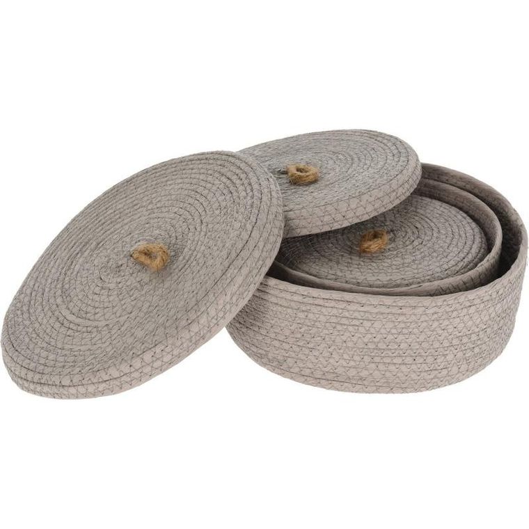 Home Styling Collection, dekoracyjne koszyki do przechowywania, jutowa pokrywka, 3 szt.