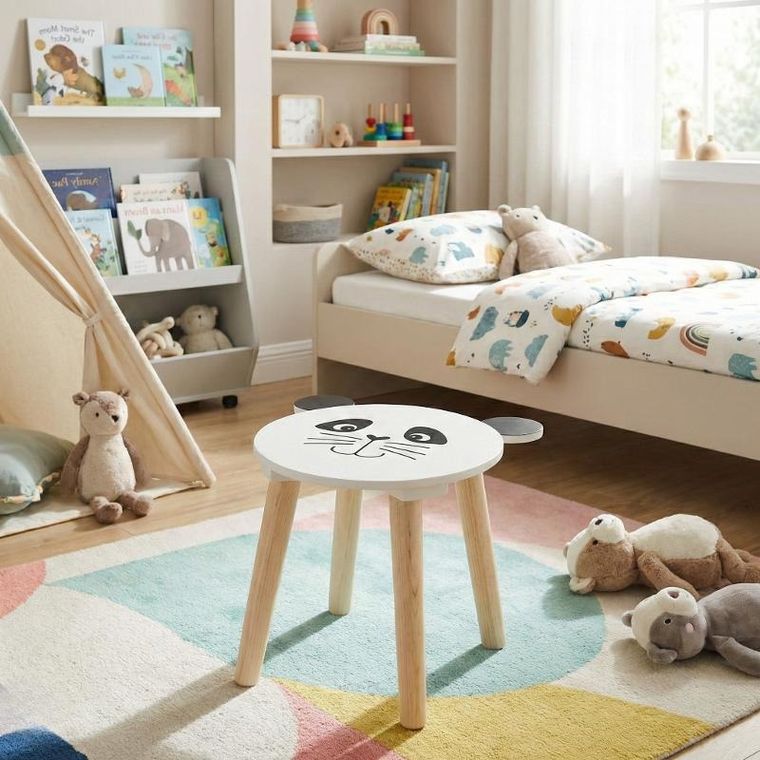 Home Styling Collection, drewniany stołek dziecięcy, safari, 28 cm