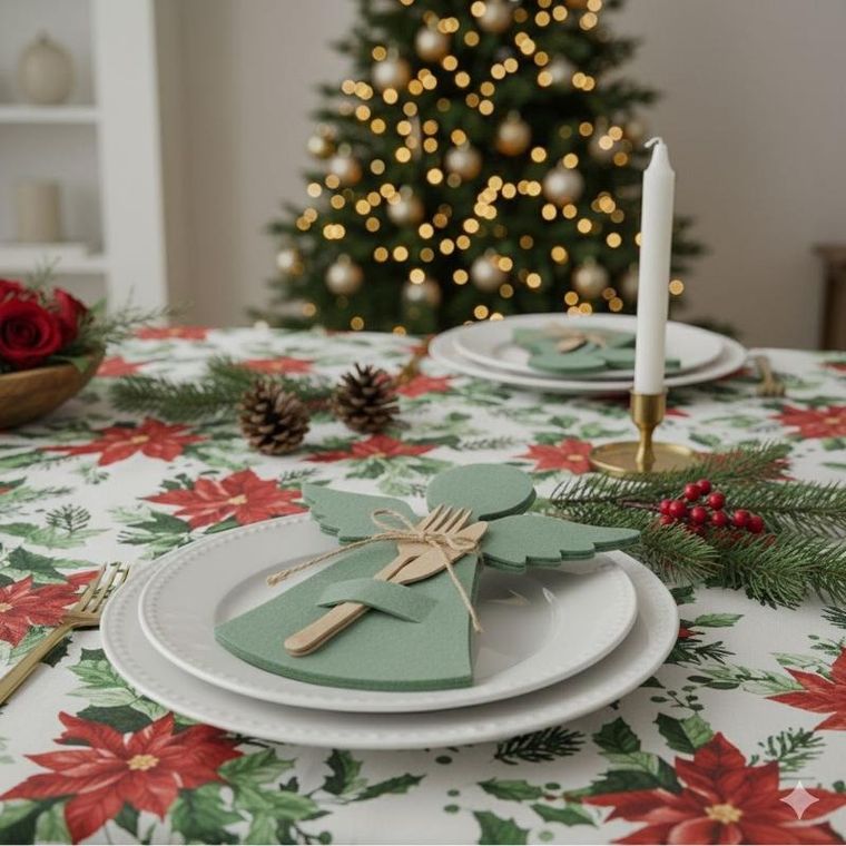 Home Styling Collection, filcowa kieszonka na sztućce w kształcie aniołka, 22-20 cm