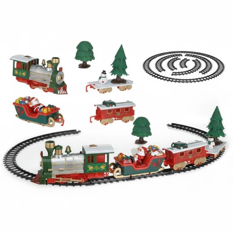 Home Styling Collection, kolejka pod choinkę z lokomotywą i saniami mikołaja, 22 elementy