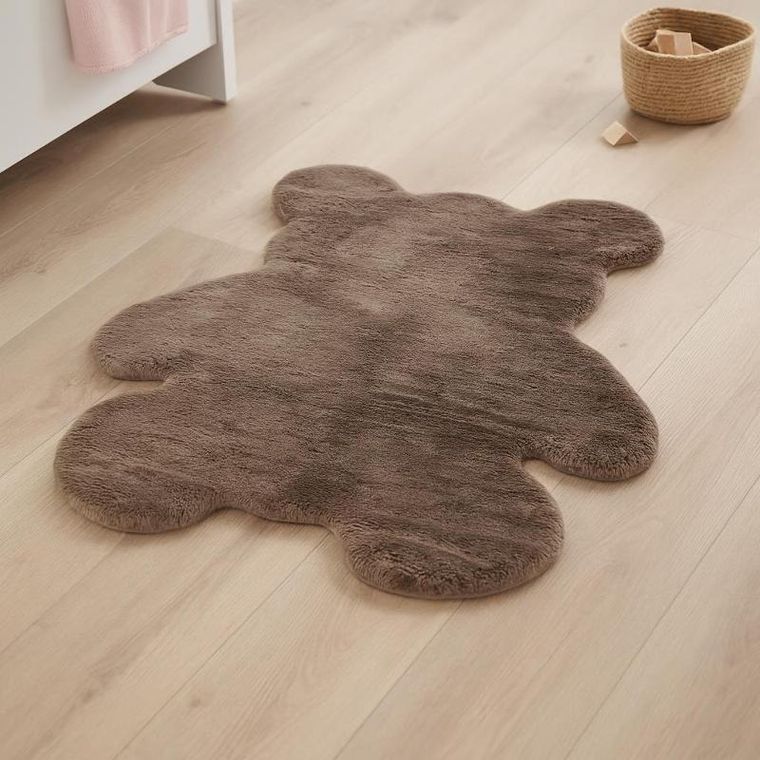 Home Styling Collection, Miś, dywan dziecięcy z imitacji futra, taupe, 100-85 cm