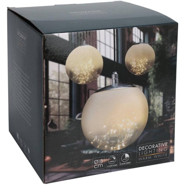 Home Styling Collection, ozdoba świetlna, transparentna kula z LED, średnica 18 cm