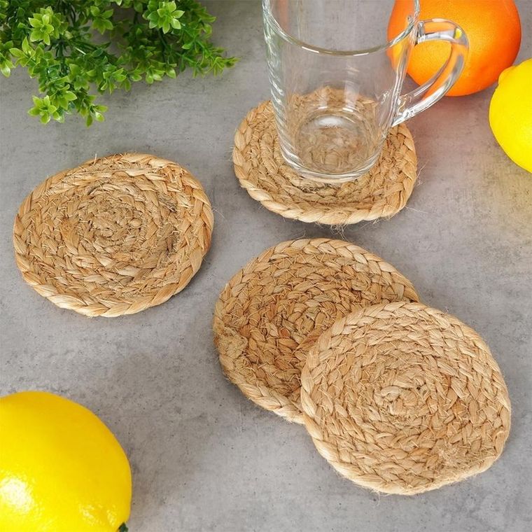 Home Styling Collection, podstawki pod kubek, naturalne, 10 cm, 4 szt.