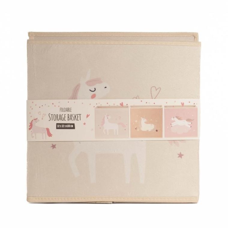 Home Styling Collection, pojemnik tekstylny na zabawki, Jednorożec, 32-32-30 cm
