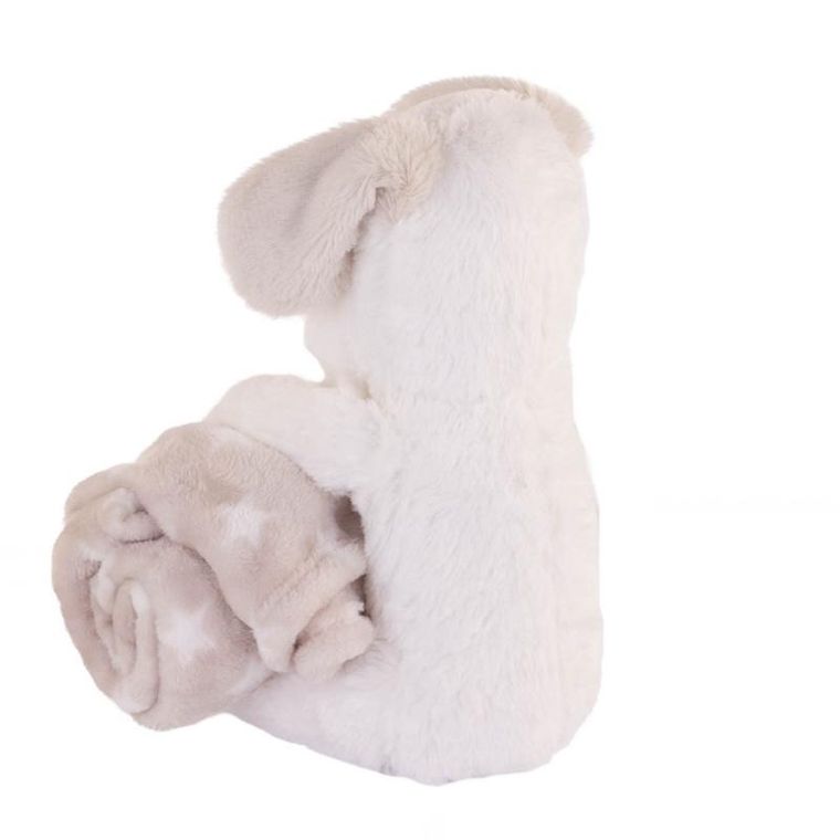 Home Styling Collection, polarowy koc z maskotką, biały, 75-100 cm