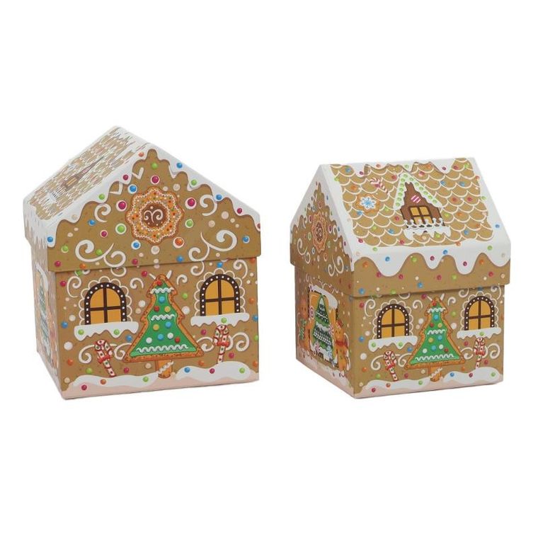 Home Styling Collection, pudełka świąteczne w kształcie domku, 2 szt.