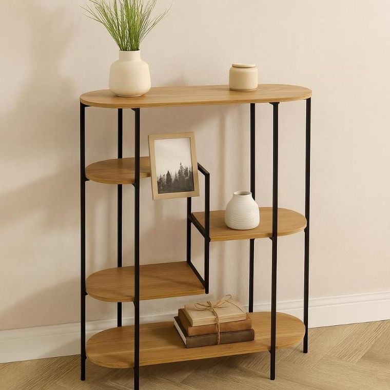 Home Styling Collection, regał na książki na metalowym stelażu, 5 poziomów, 77-30-95,5 cm