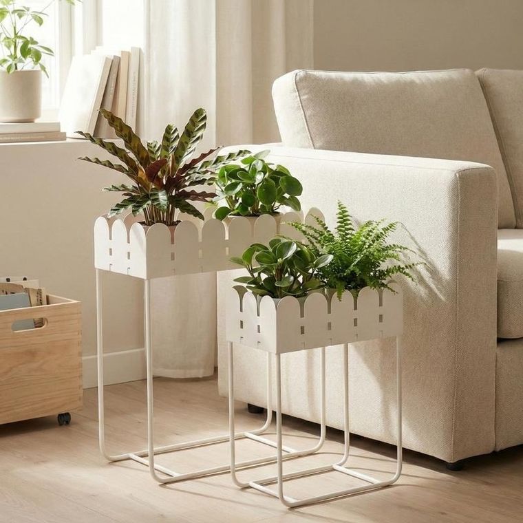 Home Styling Collection, Sense, zestaw metalowych kwietników stojących z falowanym brzegiem, 2 szt.