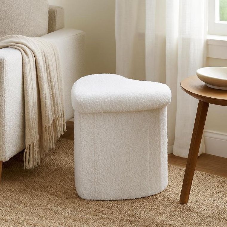 Home Styling Collection, Serce Alloy, pufa, tapicerka baranek, 34-28-35 cm