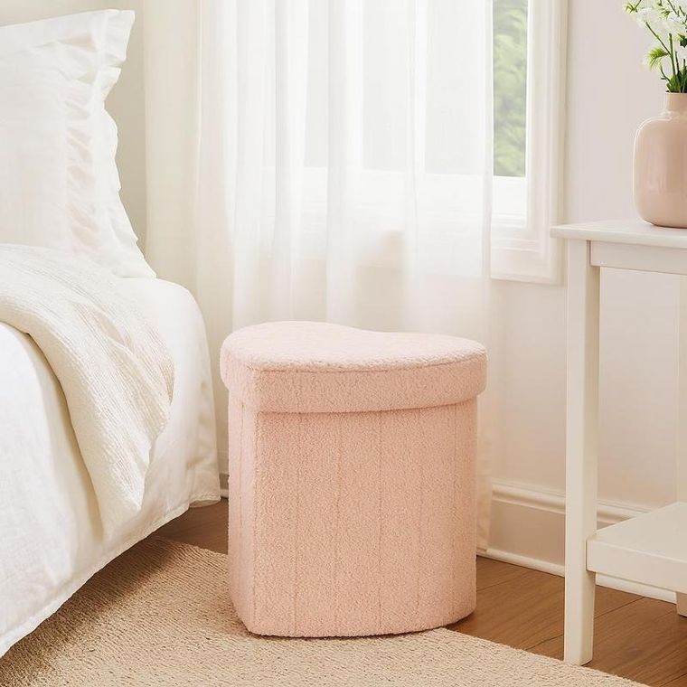 Home Styling Collection, Serce Alloy, pufa, tapicerka baranek, 34-28-35 cm