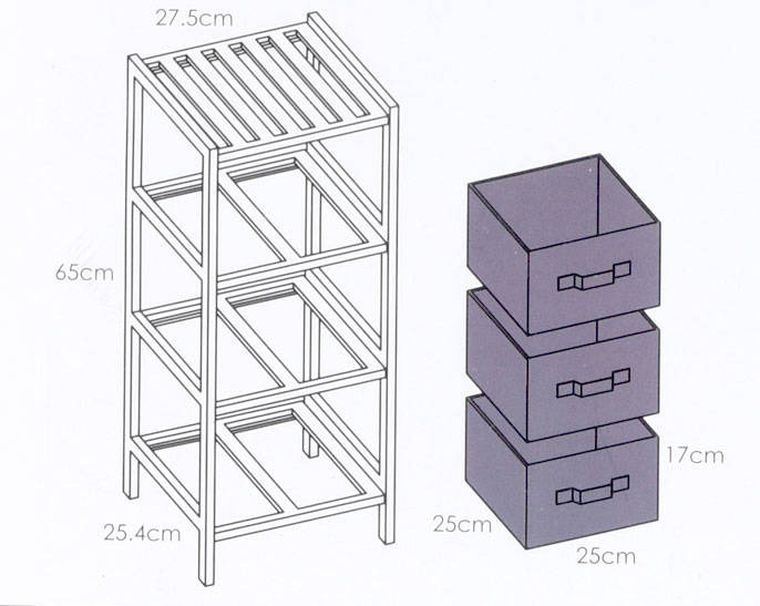 Home Styling Collection, składany regał z tekstylnymi szufladami, 65 cm