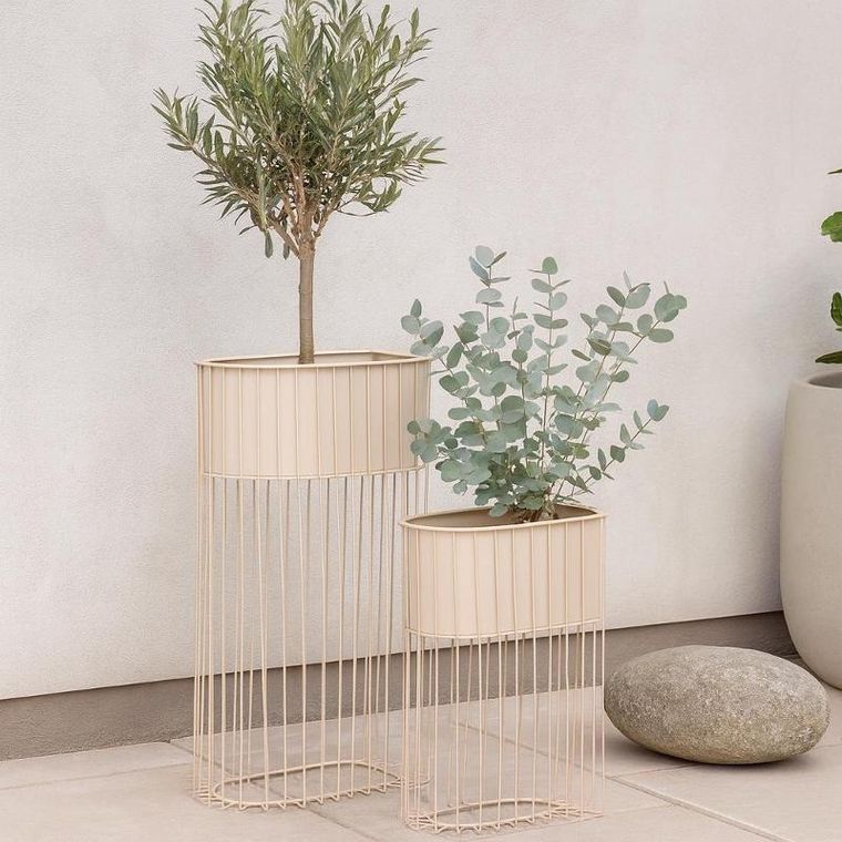 Home Styling Collection, Soft Form, zestaw 2 metalowych kwietników stojących