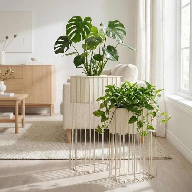 Home Styling Collection, Soft Form, zestaw 2 metalowych kwietników stojących